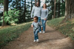 family, child, forest