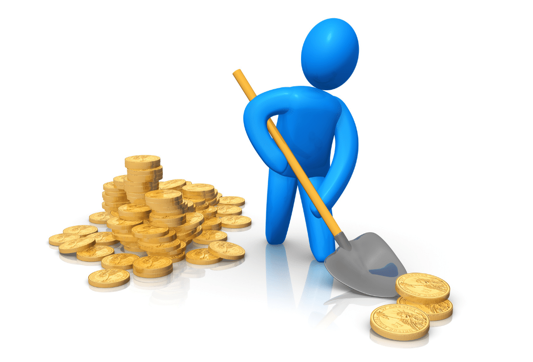 Financial Service | figure shovelling coins